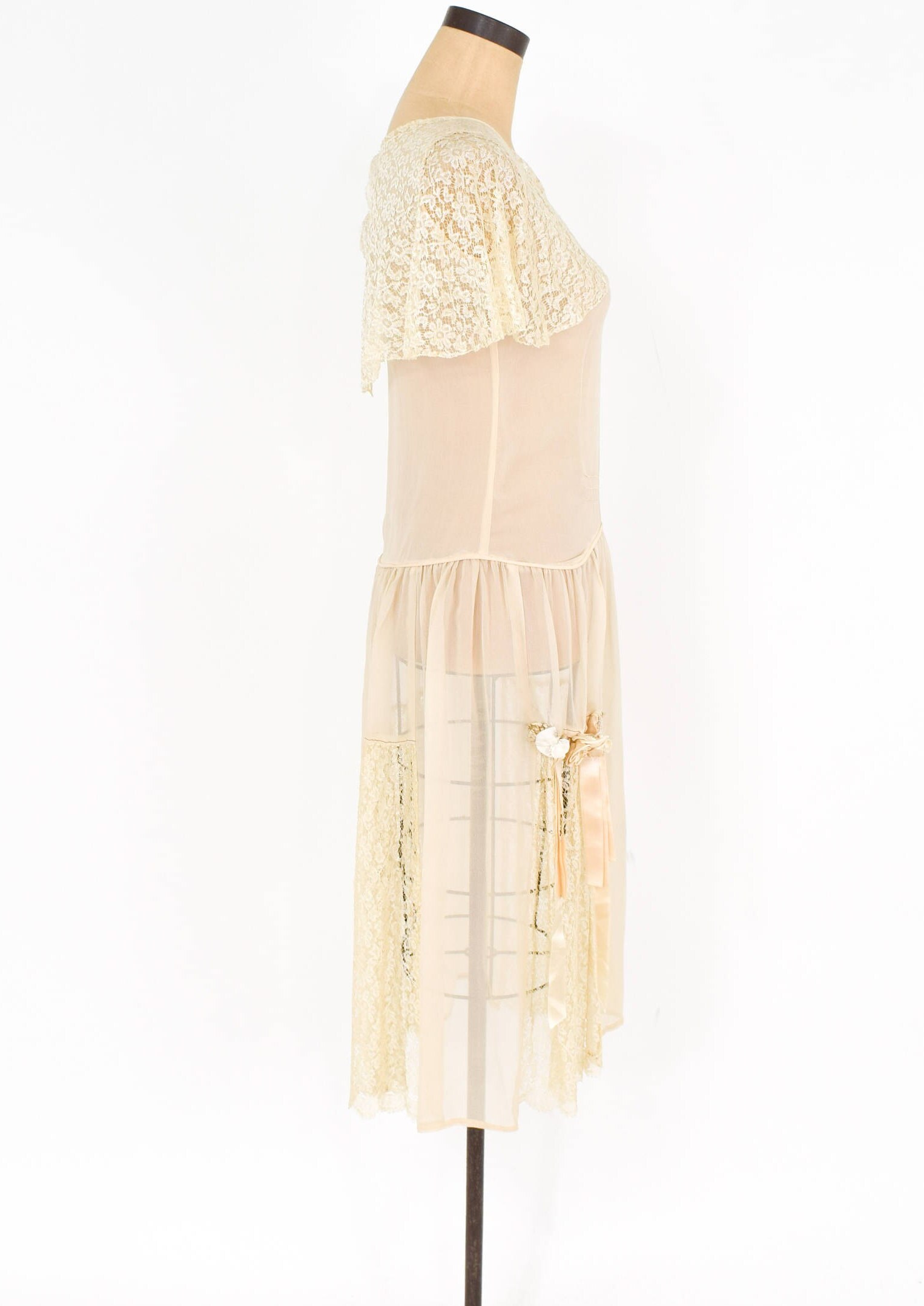 1920s ivory dress Silk Chiffon Lace | Vintage Wedding, Small colour: jade-green-satin-cowl-neck-midi-dress
