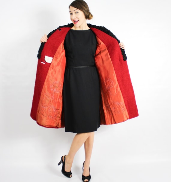 1940s Red Wool Coat | 40s Red Boucle Wool Coat | … - image 5