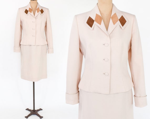 1970s Lilli Ann Beige Skirt Suit | 70s Tan Polyes