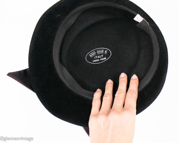 Chapeau melon en feutre de laine noir vintage des années