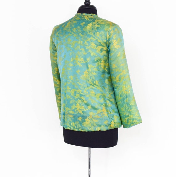 1940s Green Silk Brocade Jacket |  40s Gold & Tur… - image 7