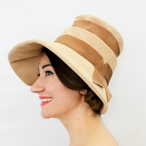50’s 60’s Lily Dache’ silk Colorblock wide brim hat,champagne gold and black Lilly Dache Hat - Etsy main image 3