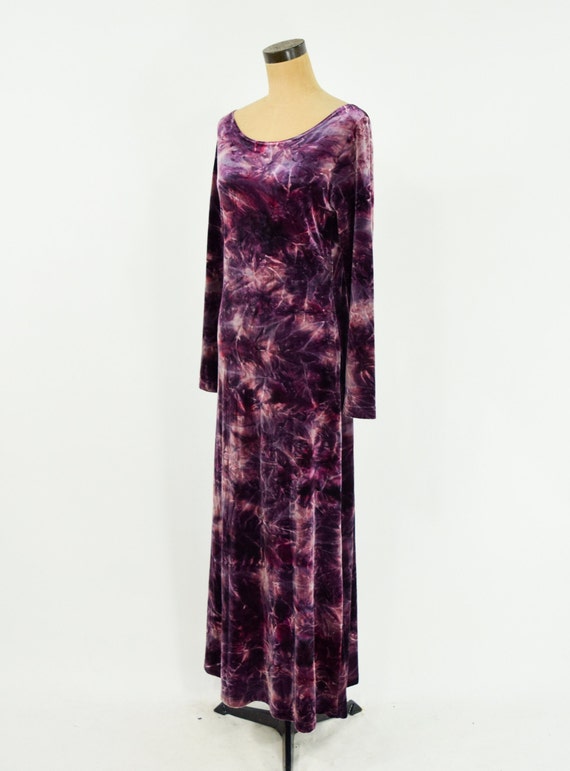 90's Tie Dye Velvet Maxi Dress by Betsy & Adam