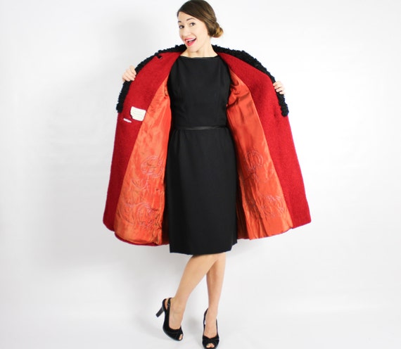 1940s Red Wool Coat | 40s Red Boucle Wool Coat | … - image 4