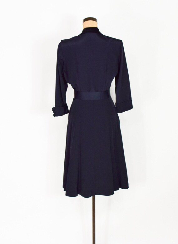 1950s Black Faille Dress | 50s Black Velvet & Fai… - image 6