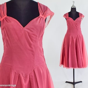 1940s Mauve Pink Party Dress 40s Pink Chiffon Evening Dress Medium image 2