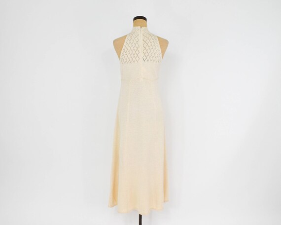 1970s Creme Knit Maxi Dress | 70s Creme & Rhinest… - image 7
