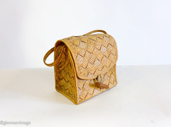 1960s Straw Woven Purse | Vintage Woven Straw Handbag