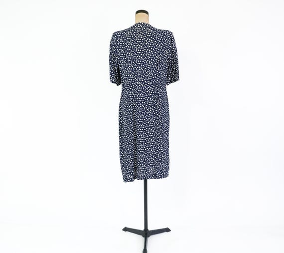 1940s Navy Blue Polka Dot Dress | Vintage Navy Ex… - image 6