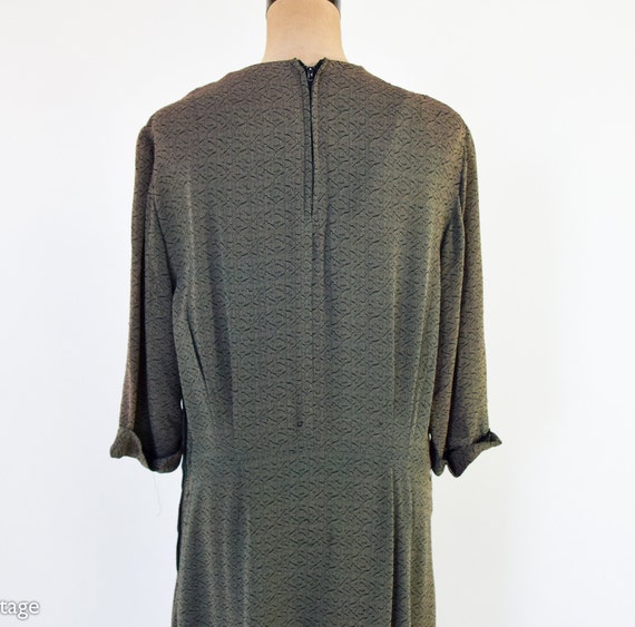1940s Olive Green Dress | 40s Green Crepe Dress |… - image 7