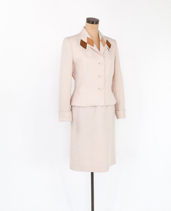 Lilli Ann |  1970s Beige Skirt Suit  | 70s Tan Po… - image 3