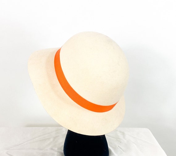 SOLD......1960s Creme Wool Felt Hat | 60s Creme F… - image 6