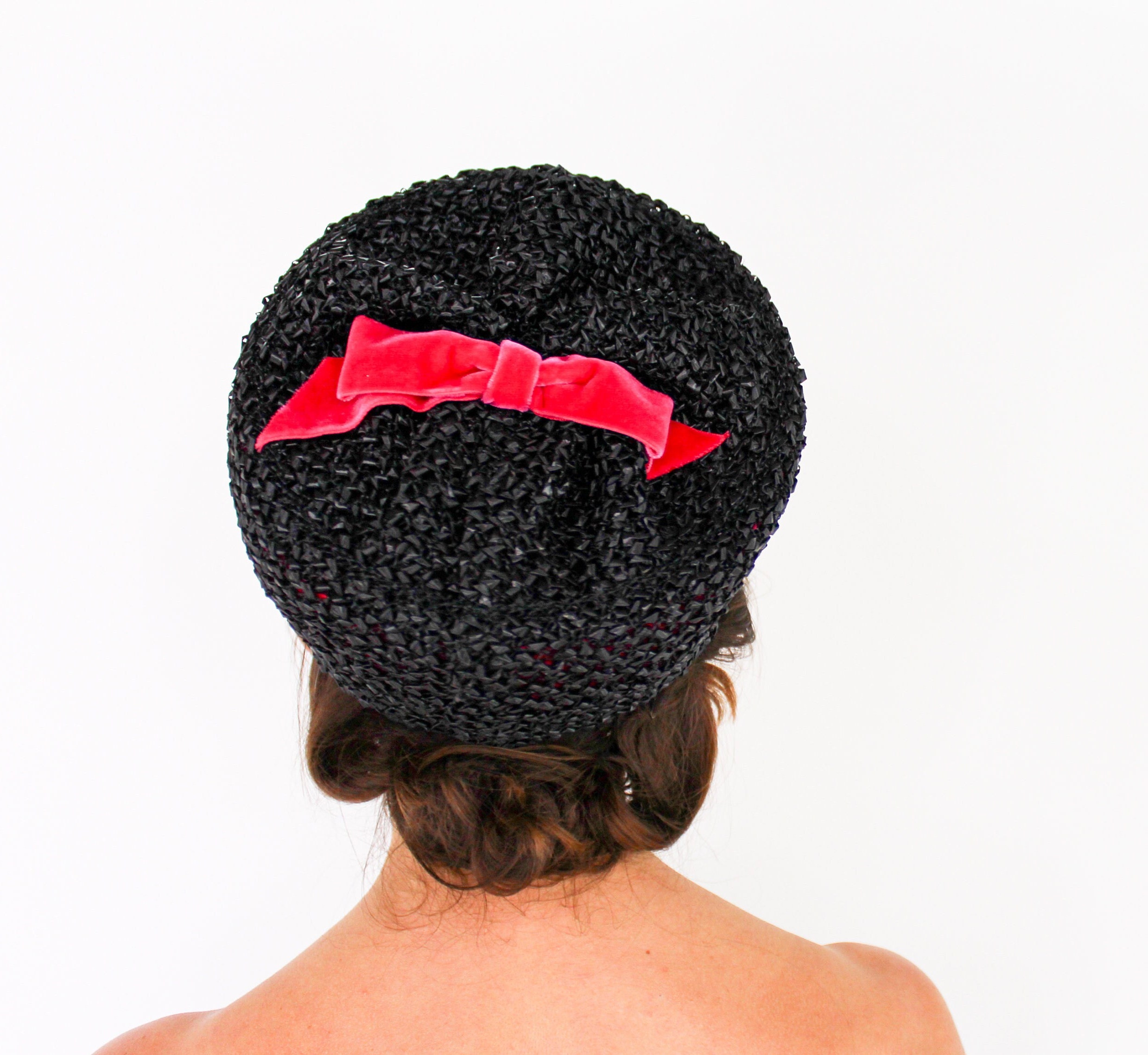 1960s Black Raffia Bubble Hat | Vintage Mod Style - Etsy Finland