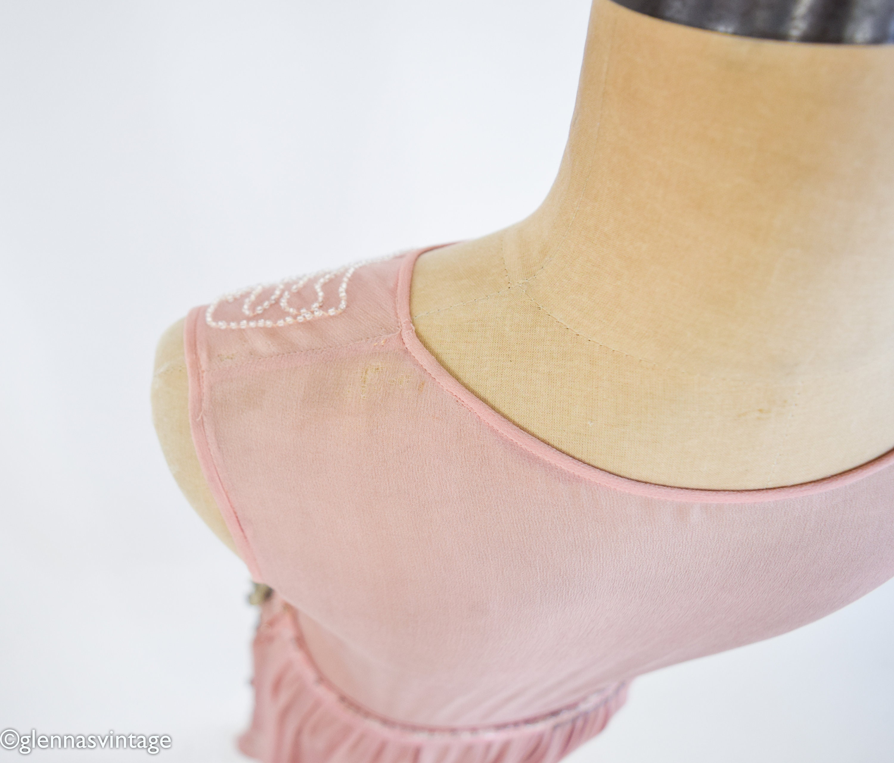 Pink Flapper 1920s Pale Pink Silk Flapper Dress | Vintage Pink Beaded Vintage Gown ...