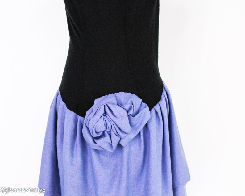 1990s Black & Blue Party Dress 90s Sleeveless Asymmetrical Dress fufi CLOBBER NAAS Medium image 6