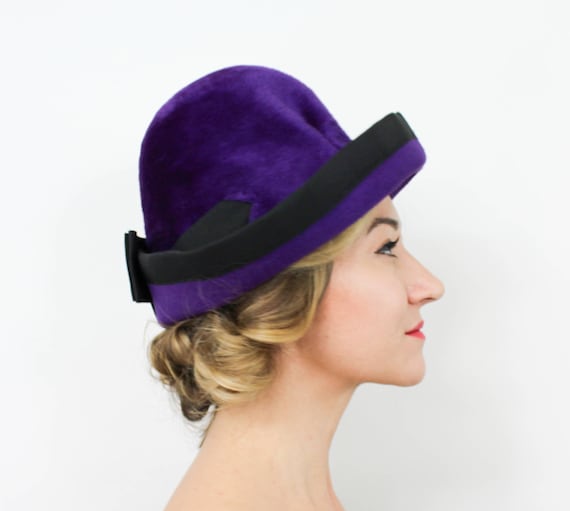 Mr. John Jr. |1960s Purple Wool Velour Brim  Hat … - image 1