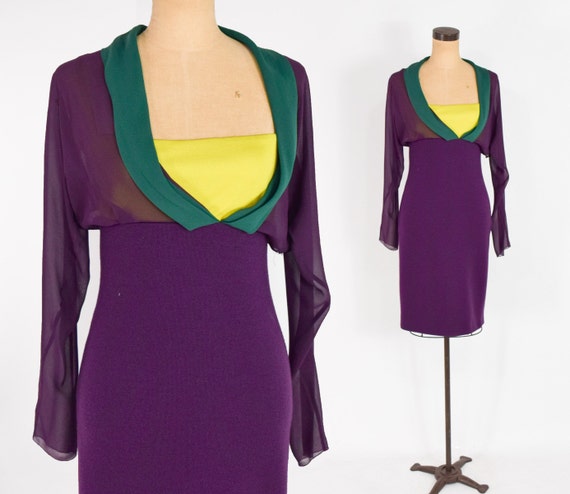 Versace | 1990s Purple Knit Dress | 90s Purple Kn… - image 1