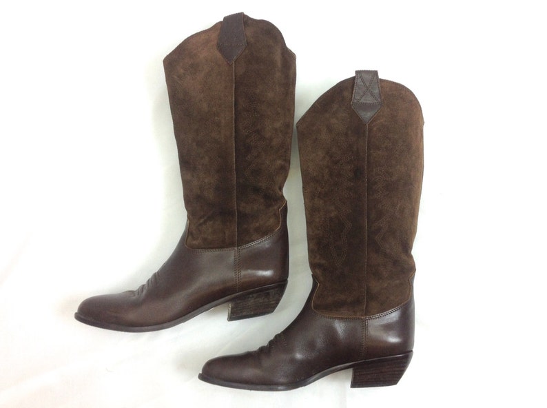US 7.5 EU 38 UK 5.5 Bandolino Italy Brown Western Riding Boots 80s Brown Leather Cowboy Boots