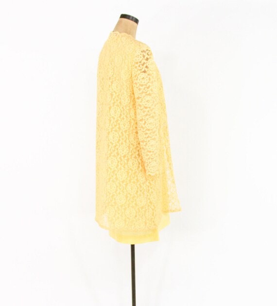 1960s Yellow Silk Dress & Lace Coat Set | 60s But… - image 4