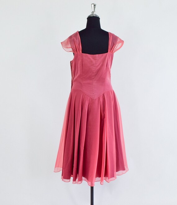 1940s Mauve Pink Party Dress | 40s Pink Chiffon E… - image 6