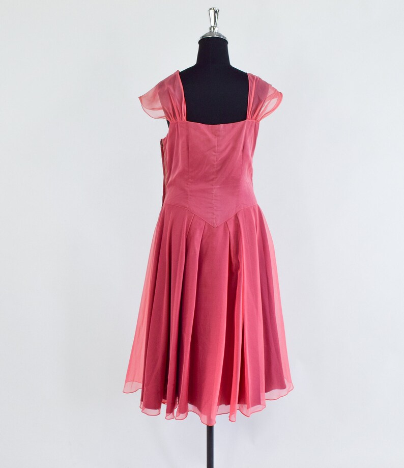 1940s Mauve Pink Party Dress 40s Pink Chiffon Evening Dress Medium image 6
