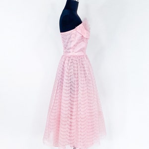 1940s Pink Lace Evening Dress 40s Pink Cupcake Prom Party Dress Extra Small image 4