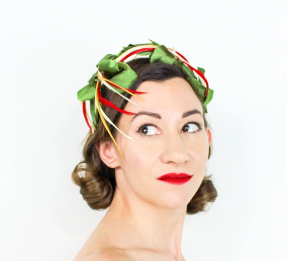1950s Green Leaves Fascinator | 50s Garden Party … - image 2