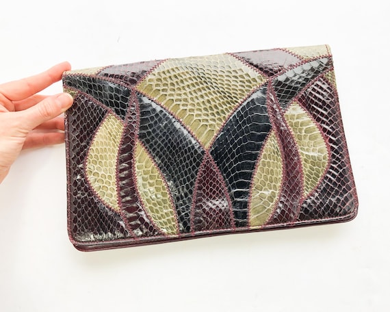 1980s Snakeskin Leather Shoulder Bag | 80s Snakesk
