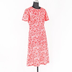 1960s Red Floral Day Dress 60s Red & White Flower Dress Medium image 2