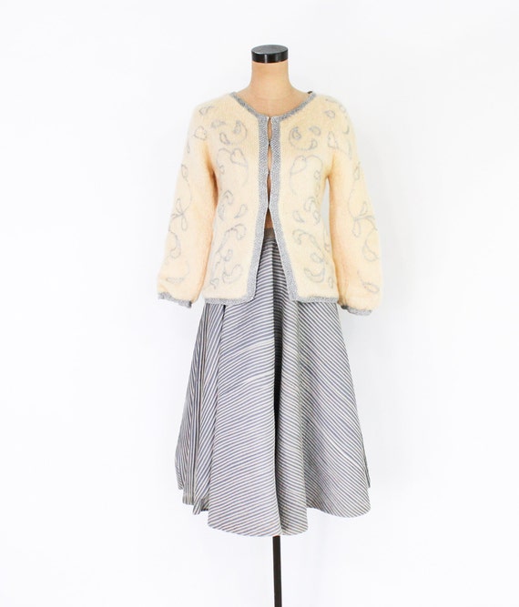 1960s Beige Mohair Cardigan | 60s Mohair Wool Car… - image 2