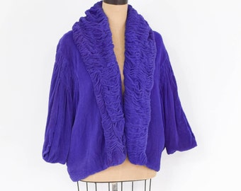 1900s Violet Silk Velvet Caplet | Vintage Purple Cape | Downton Abbey Style, One Size