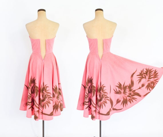 1950s Pink Strapless Dress | 50s Rose Sweetheart … - image 6