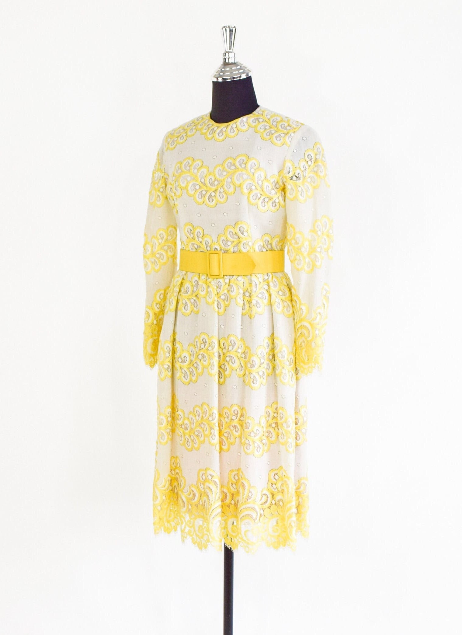 1960s Claudia Yellow Floral Lace Party Dress | Vintage Claudia, Medium