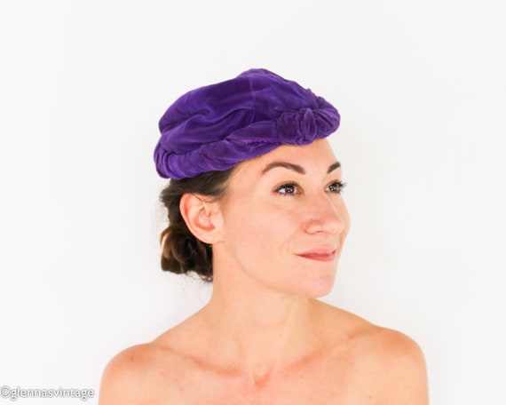 1920s-1930s Purple Silk Velvet Hat | 20s Purple V… - image 9