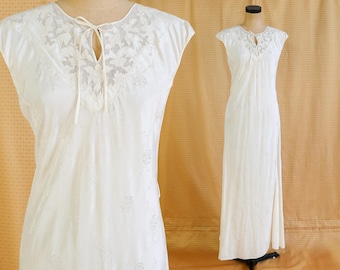 Sold  1940s Ivory Silk Nightgown  | Vintage White Bias Cut Long Dress, Medium