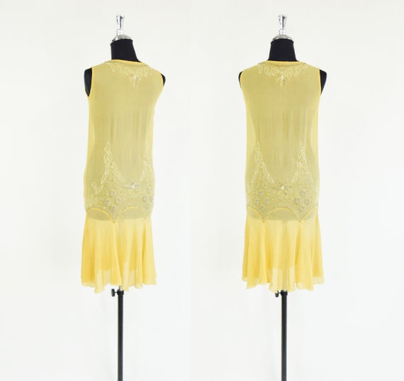1920s Buttercup Yellow Silk Dress | 20s Yellow Be… - image 4
