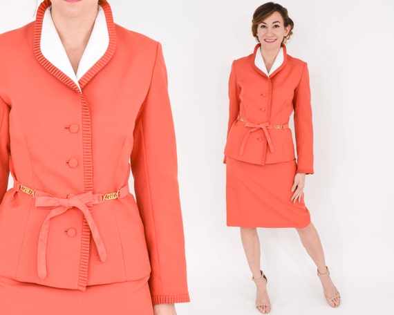 1970s Lilli Ann Orange Polyester Suit | 70s Orange