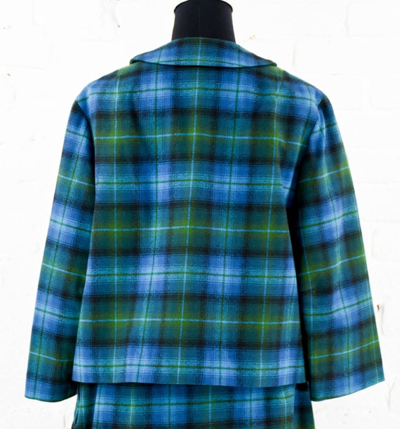 1960s Pendleton Plaid Wool Suit | 60s Blue & Gree… - image 6