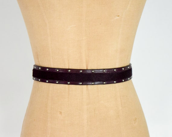 1980s Brown Leather Cowhide Belt | 80s Dark Brown… - image 3