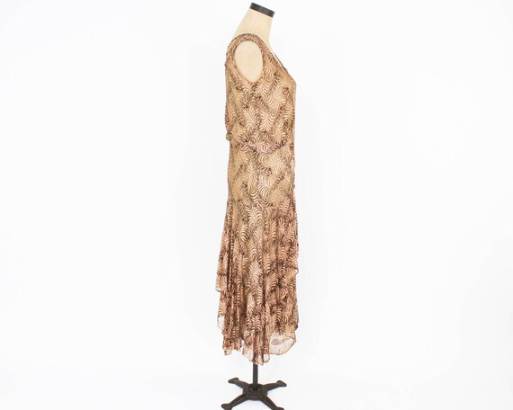1920s Gold Lace Evening Dress | 20s Metallic Gold… - image 7