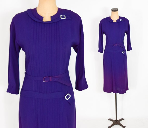 1940s Purple Crepe Dress | 40s Purple Rayon Crepe… - image 1