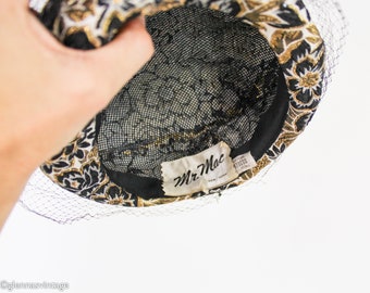 Vintage 1950s Black & Gold Brocade Pillbox Hat | Mr. Mac  display picture 1