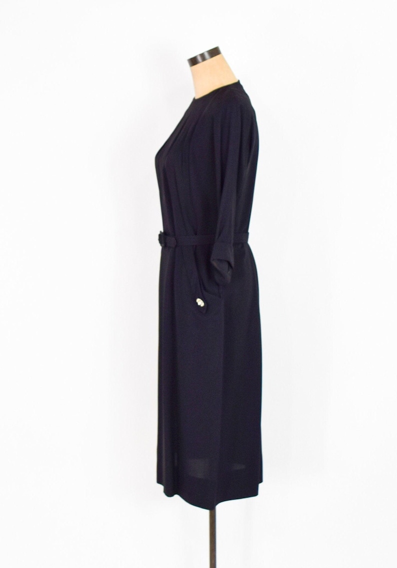 1940s Black Crepe Dress 40s Black Crepe Sheath Dress A Kay Carter Originals Medium image 4