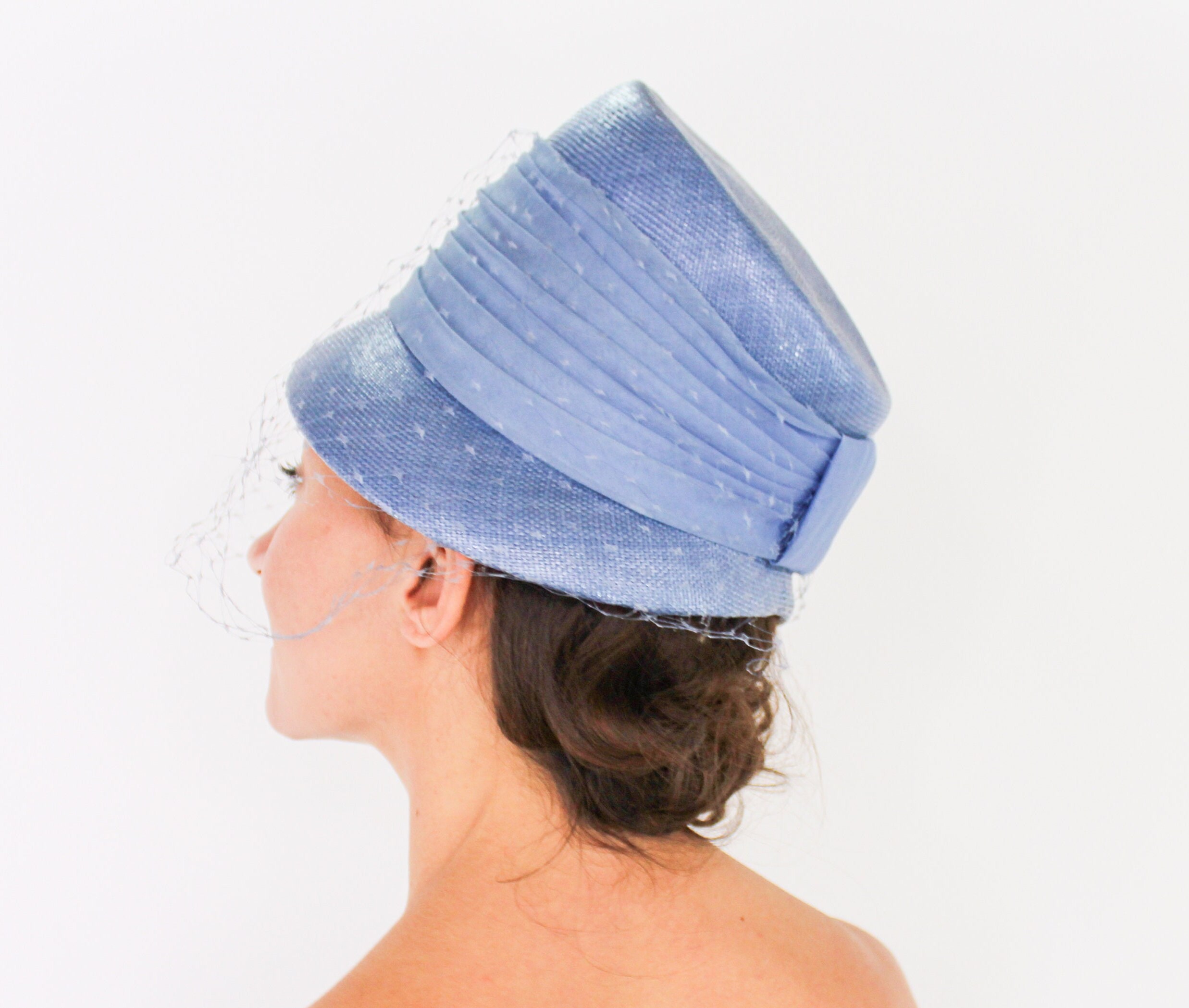 1960s Blue Straw Bucket Hat | Vintage Raffia Sun Hat - Etsy display picture 1