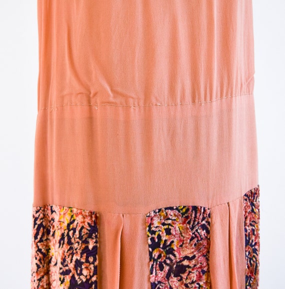 1920s Orange Silk Flapper Dress | 20s Peach & Bro… - image 8