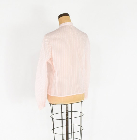 1950s Pink Nylon Blouse | 50s Sheer Pink Blouse |… - image 5