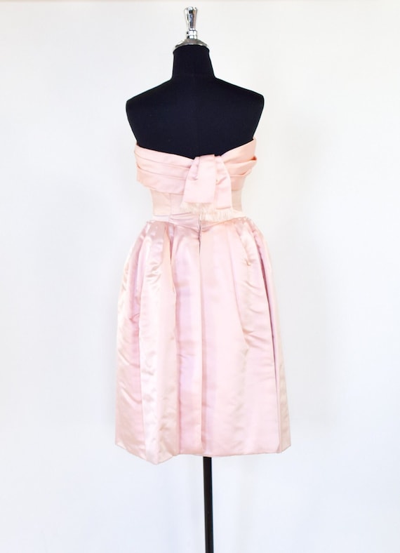 1950s Sylvan Rich for Martini Pink Floral Print on Black Silk Twill Dress