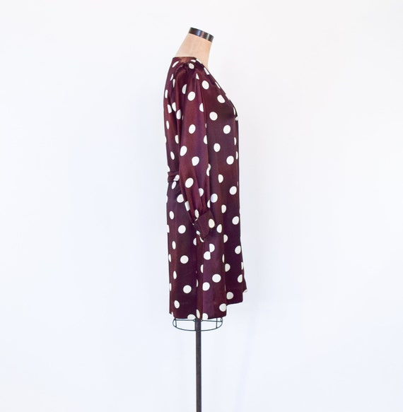 1960s Brown Polka Dot Dress | 60s Brown & White M… - image 5