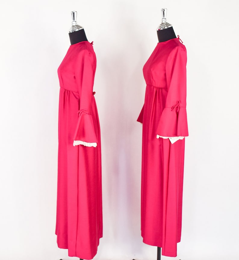 1960s Hot Pink Maxi Dress 60s Fuchsia Evening Dress Set Bridesmaid Dress Lorrie Deb XS & Small image 4