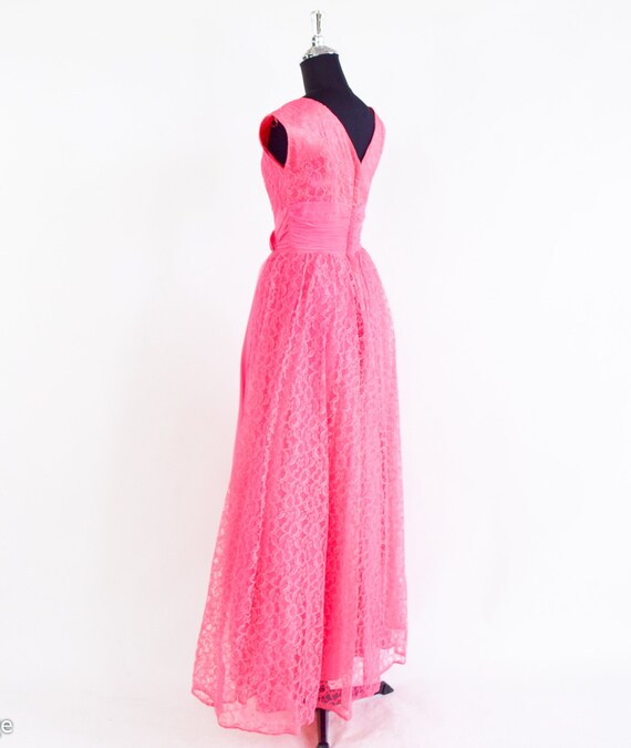 1950s Pink Lace Evening Dress | 50s Pink Lace For… - image 6